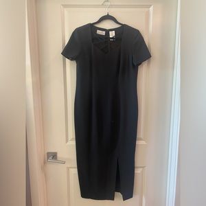 Liz Claiborne Petite Black Midi Dress with Slit